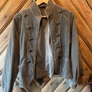 Grey velvet jacket. Style speaks for itself